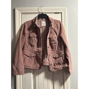 Sonoma Button Up Collared Jacket Pink Suede Petite Medium Romantic Renaissance